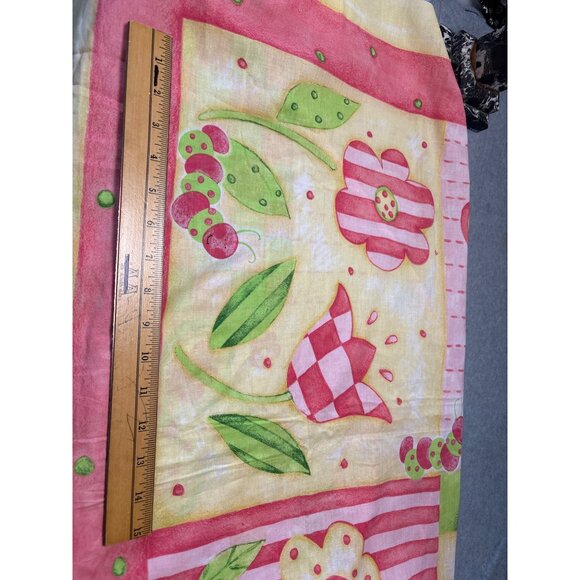 Bug A Boo Butterfly & Flower Quilt Panel 36"x44" Pink/Green/Yellow Cotton Fabric - Picture 6 of 7